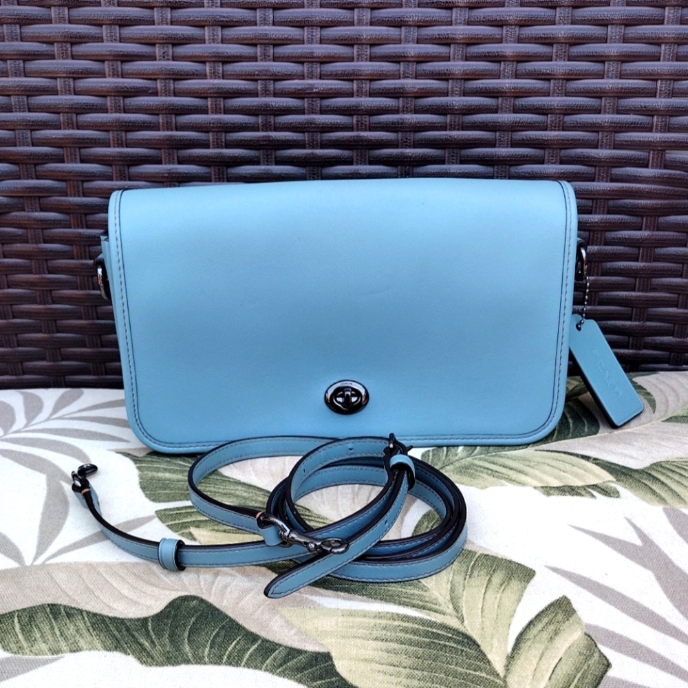 Coach Turnlock Colud Blue Crossbody  Bag